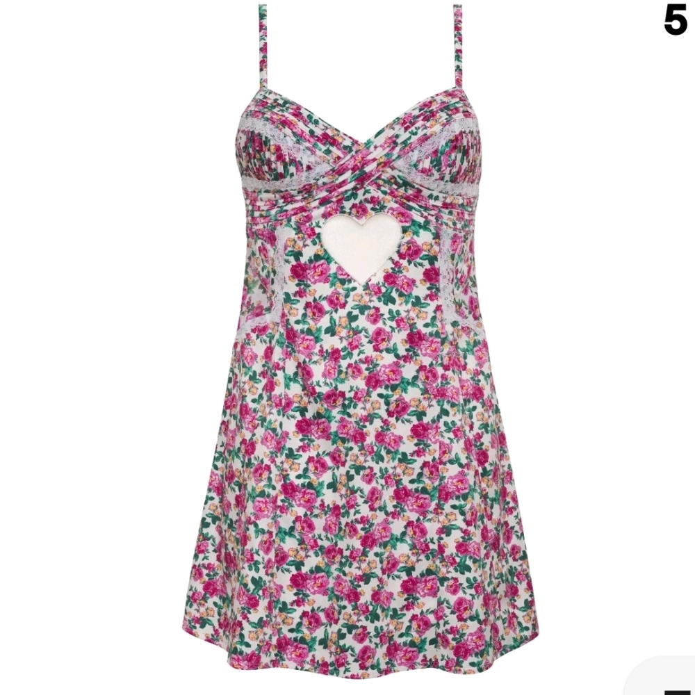🍋For Love and Lemons Heart Bloom Mini Slip Dress